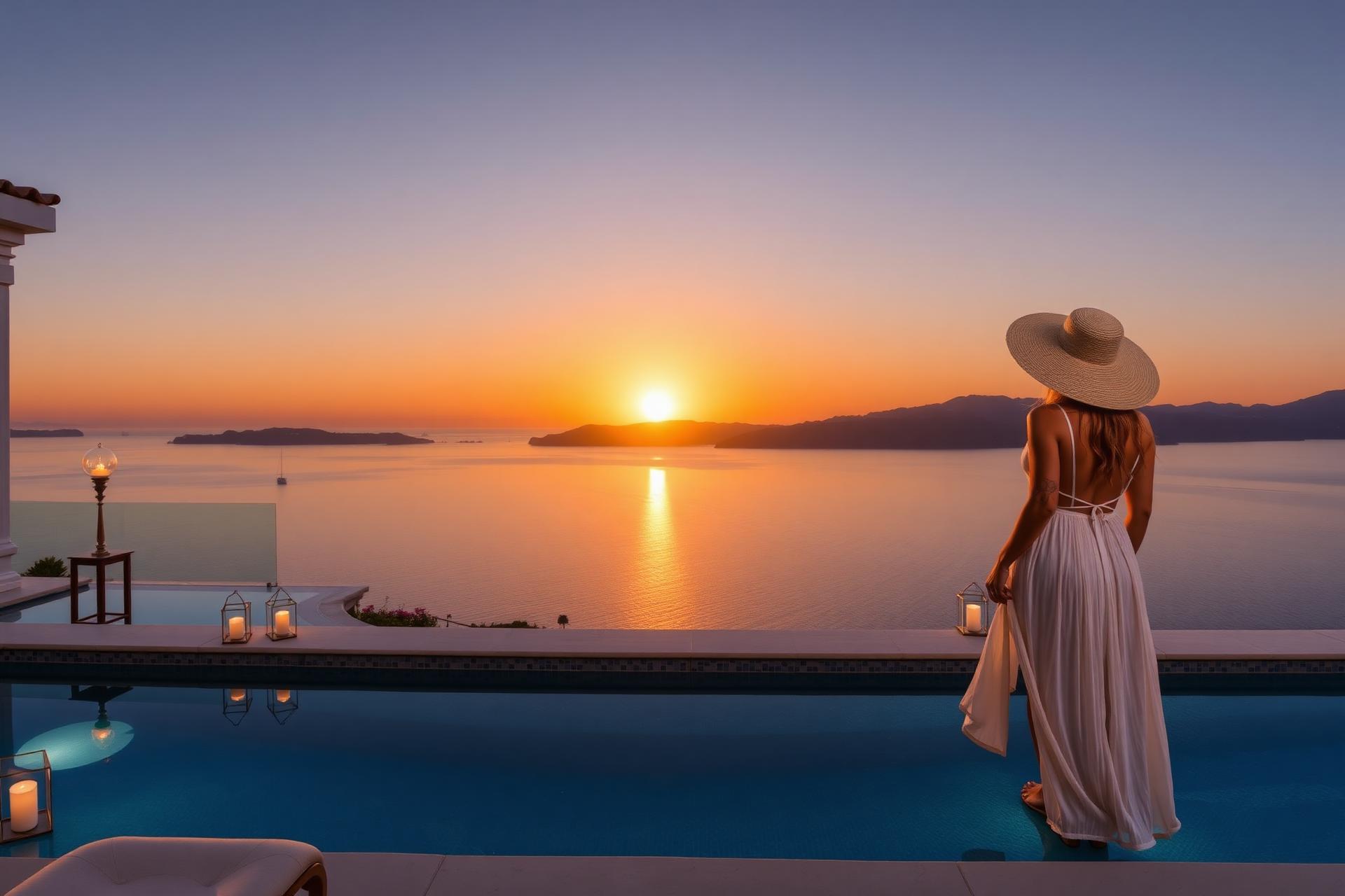 Luxury seaside villa at sunset